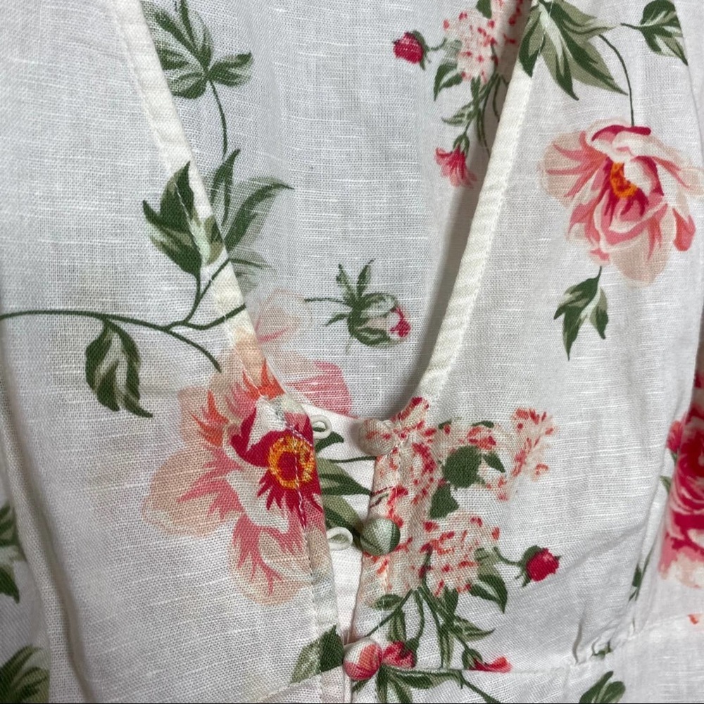 Zara Linen Button Front Floral Mini Dress - Picture 3 of 7